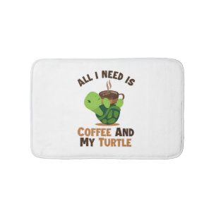Coffee and my Turtle Tortoise Painted Lover Turtle Bath Mat