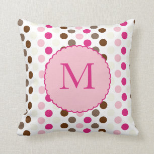 Coffee and Pink Colourful Polka Dots Pillow