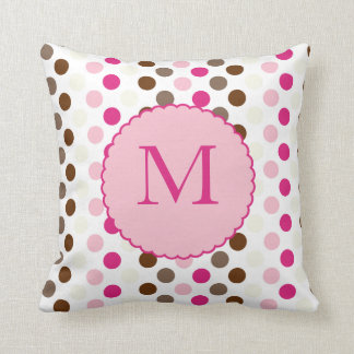 Coffee and Pink Colourful Polka Dots Pillow