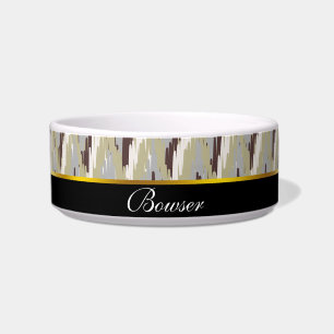 Coffee and Sage iKat ZigZag Pattern Bowl