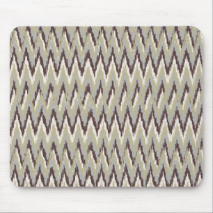 Coffee and Sage iKat ZigZag Pattern Mouse Mat