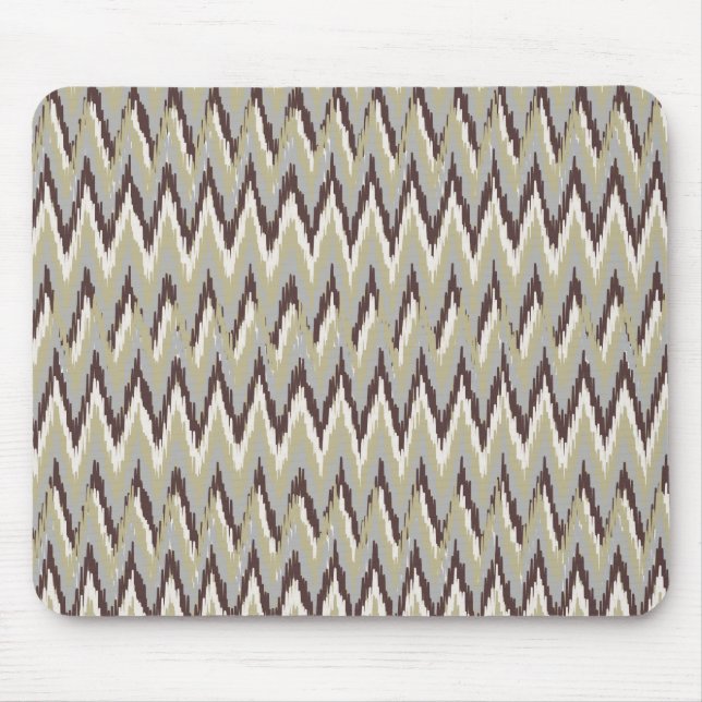 Coffee and Sage iKat ZigZag Pattern Mouse Mat (Front)