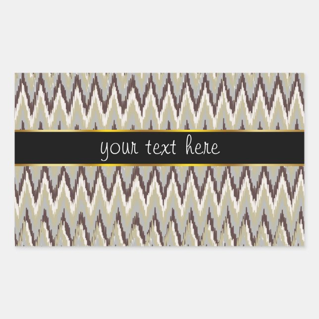 Coffee and Sage iKat ZigZag Pattern Rectangular Sticker (Front)