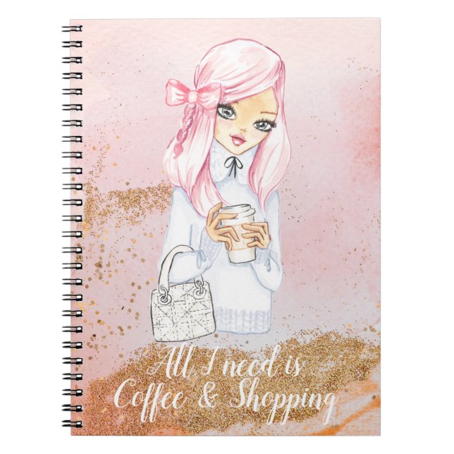 coffee and shopping Spiral Photo Notebook girl (Front)