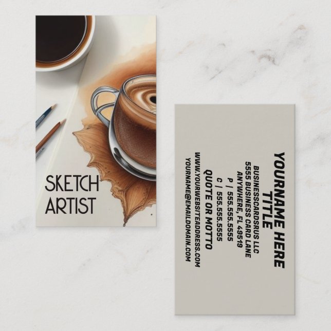 Coffee and Sketching Sketch Artist Business Card (Front/Back)