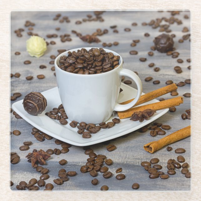 Coffee and spices glass coaster (Front)