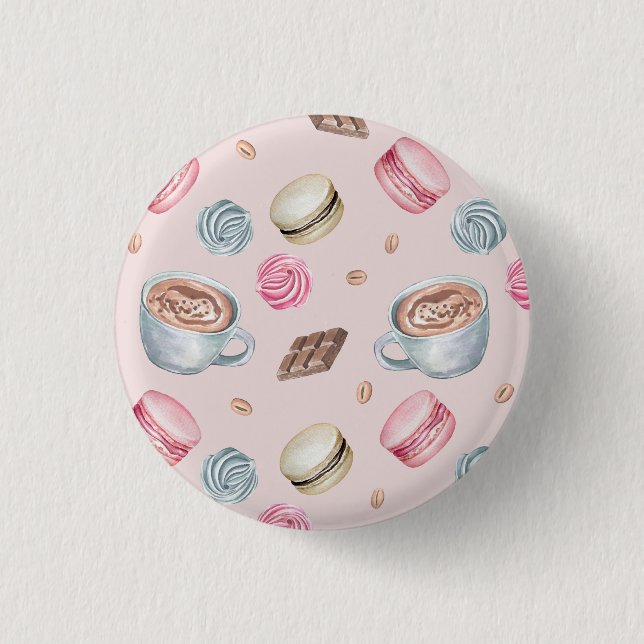 Coffee and Sweets Pattern 3 Cm Round Badge (Front)