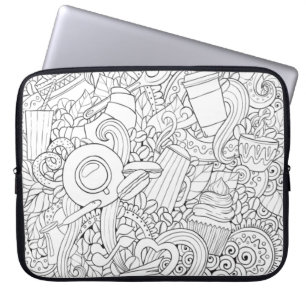 Coffee And Tea Doodle Laptop Sleeve