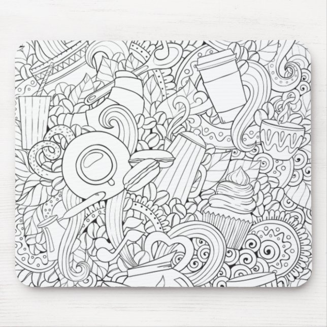 Coffee And Tea Doodle Mouse Mat (Front)