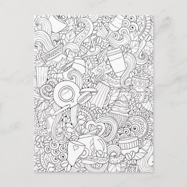 Coffee And Tea Doodle Postcard (Front)