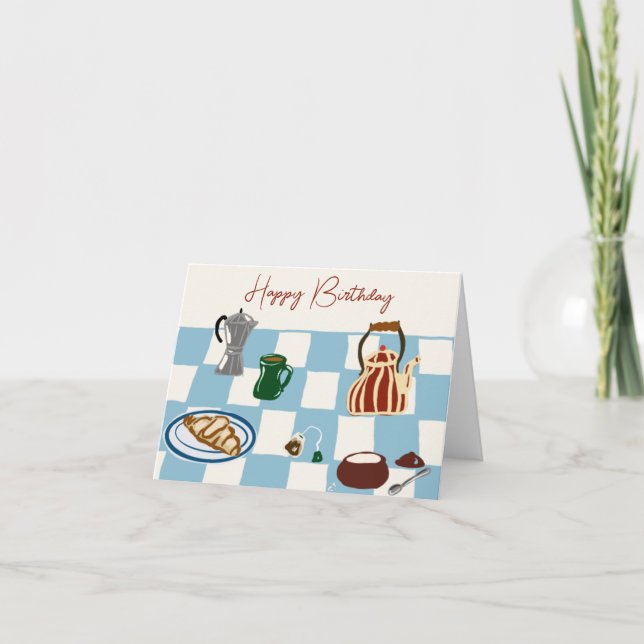 Coffee and tea Happy birthday card (Front)