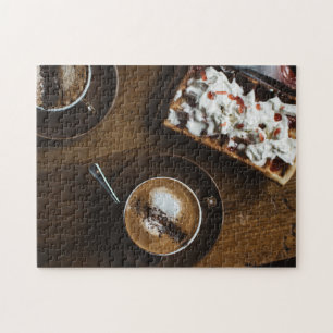 Coffee and Waffle Breakfast in Bed Jigsaw Puzzle
