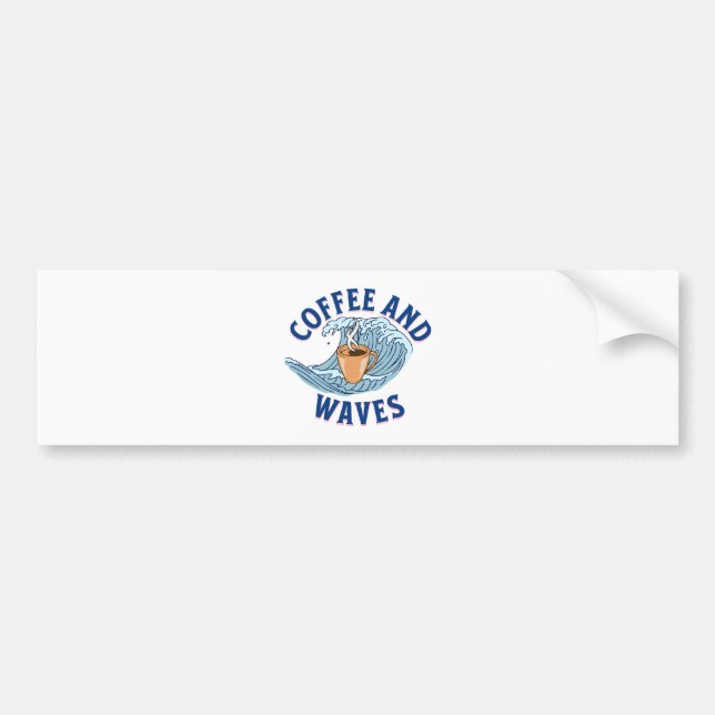 Coffee and Waves Bumper Sticker (Front)