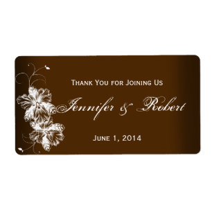 Coffee and White Floral Spray Water Bottle Label