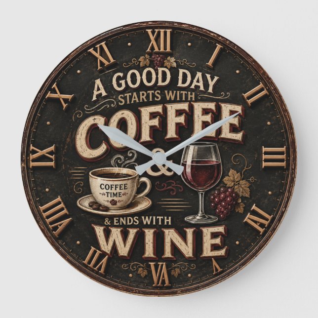 Coffee and Wine Large Clock (Front)
