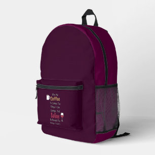 Coffee And Wine Printed Backpack