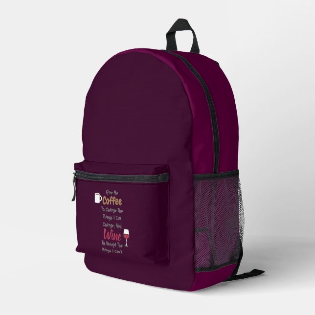 Coffee And Wine Printed Backpack (Back Corner Right)