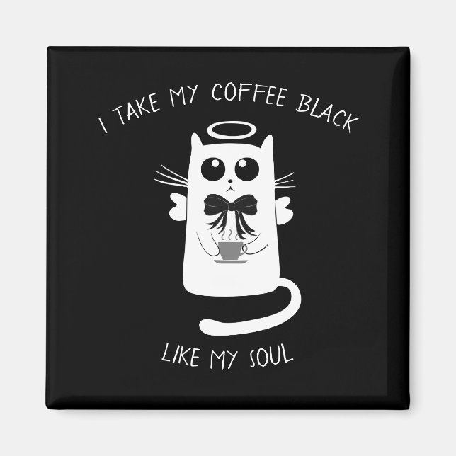 Coffee Angel Cat Magnet (Front)