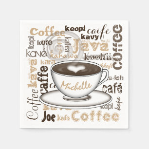 Coffee Around the World Name Napkin