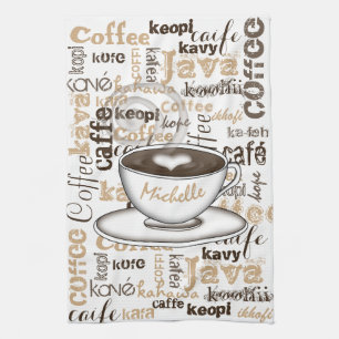 Coffee Around the World Name Tea Towel