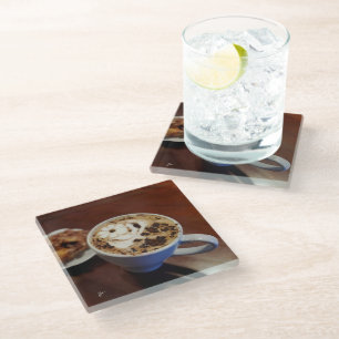 Coffee Art Cafe Latte Coffee Cup Rustic Glass Coaster