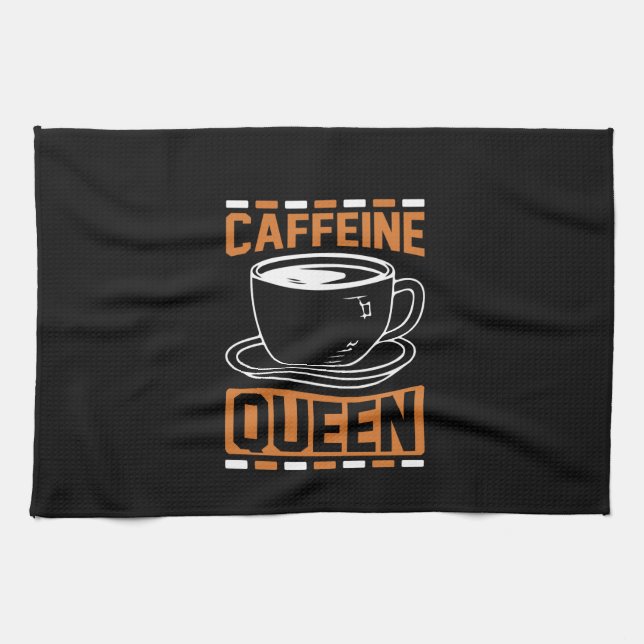 Coffee Art Caffeine Queen Tea Towel (Horizontal)