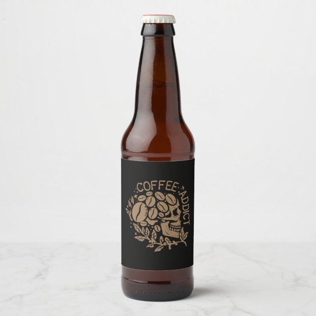 Coffee Art Coffee Addict Beer Bottle Label (Front)