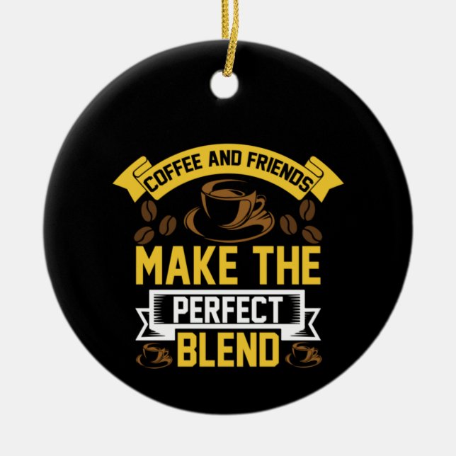 Coffee Art Coffee And Friend Ceramic Tree Decoration (Front)