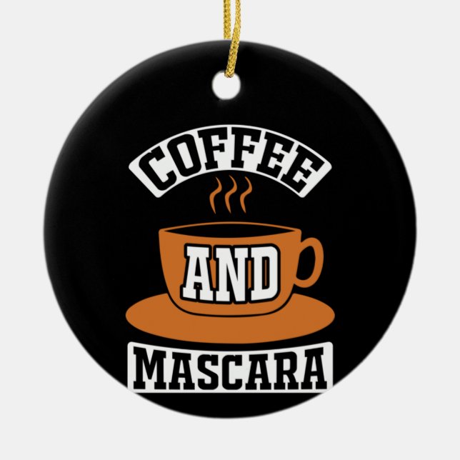 Coffee Art Coffee And Mascara Ceramic Tree Decoration (Front)