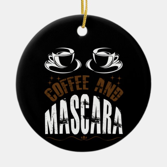 Coffee Art Coffee And Mascara Ceramic Tree Decoration (Front)