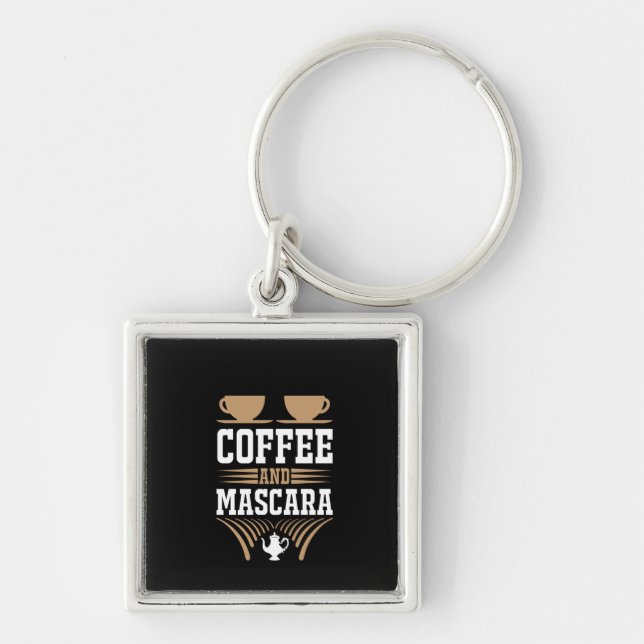Coffee Art Coffee And Mascara Key Ring (Front)