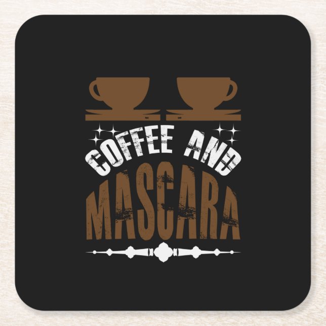 Coffee Art Coffee And Mascara Square Paper Coaster (Front)
