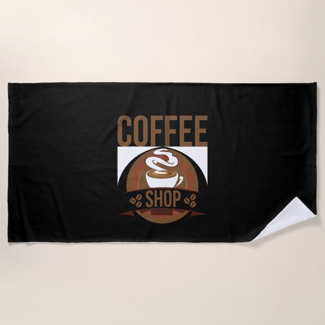 Coffee Art Coffee Shop Beach Towel (Front)
