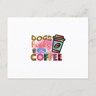 Coffee Art Dogs Books & Coffee Postcard