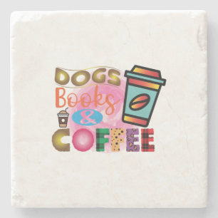 Coffee Art Dogs Books & Coffee Stone Coaster