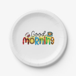 Coffee Art Good Morning Paper Plate