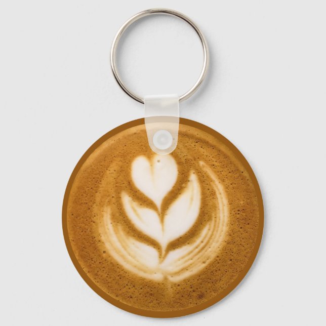 Coffee Art Heart Flower Keychain (Front)