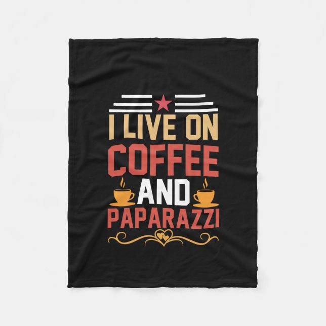 Coffee Art I Live On Coffee Fleece Blanket (Front)