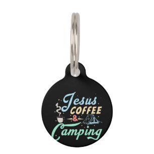 Coffee Art Jesus Coffee & Camping Pet Tag