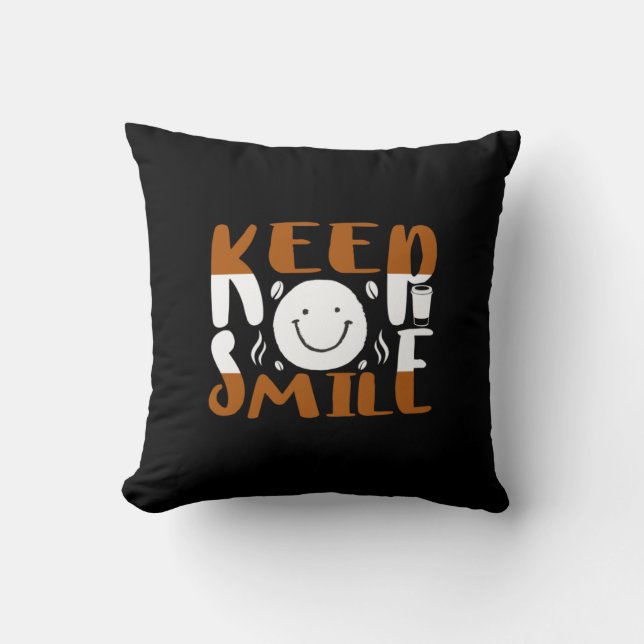 Coffee Art Keep Smile Cushion (Front)
