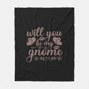 Coffee Art Will You Be My Gnome Fleece Blanket