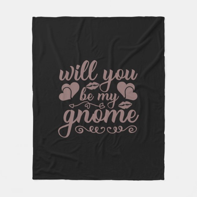 Coffee Art Will You Be My Gnome Fleece Blanket (Front)