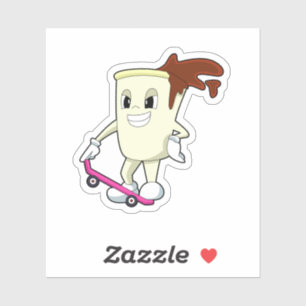 Coffee as Skater with Skateboard