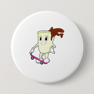 Coffee as Skater with Skateboard 7.5 Cm Round Badge