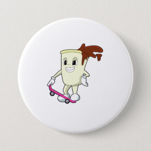 Coffee as Skater with Skateboard 7.5 Cm Round Badge