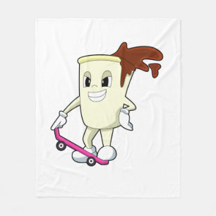 Coffee as Skater with Skateboard Fleece Blanket
