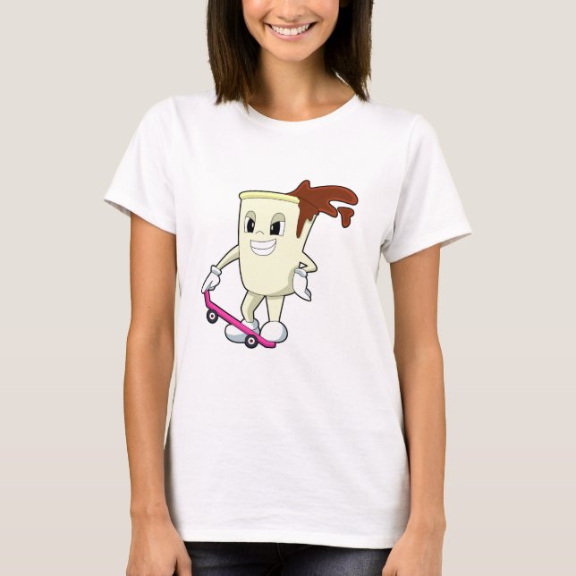 Coffee as Skater with Skateboard T-Shirt (Front)