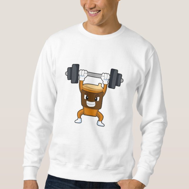 Coffee at Strength training with Barbell Sweatshirt (Front)