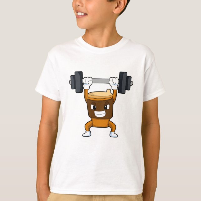 Coffee at Strength training with Barbell T-Shirt (Front)