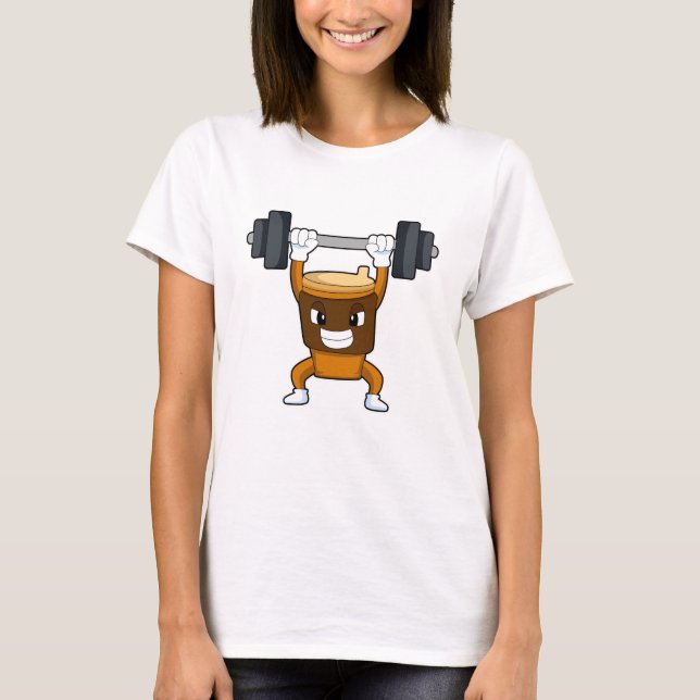 Coffee at Strength training with Barbell T-Shirt (Front)